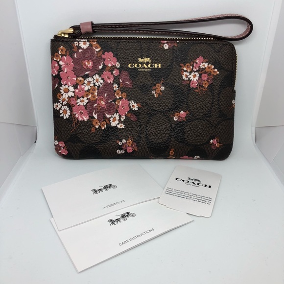 Coach Handbags - Coach Corner Zip Wristlet Medley Bouquet NWT